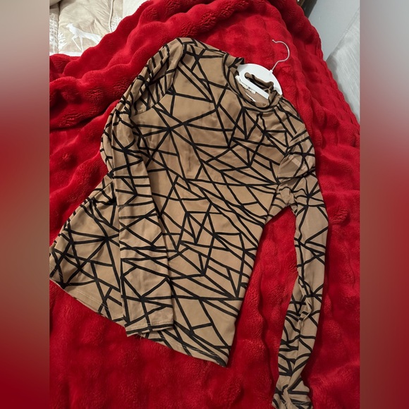 The Vintage Shop Tops - The Vintage Shop Tan and Black Patterned Top